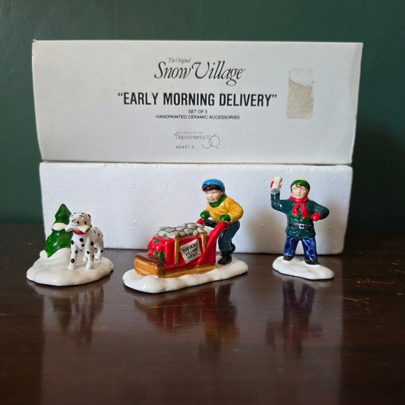 Department 56 Other - Dept 56 Snow Village Early Morning Delivery Set of 3 Ceramic Figurines 5431-3